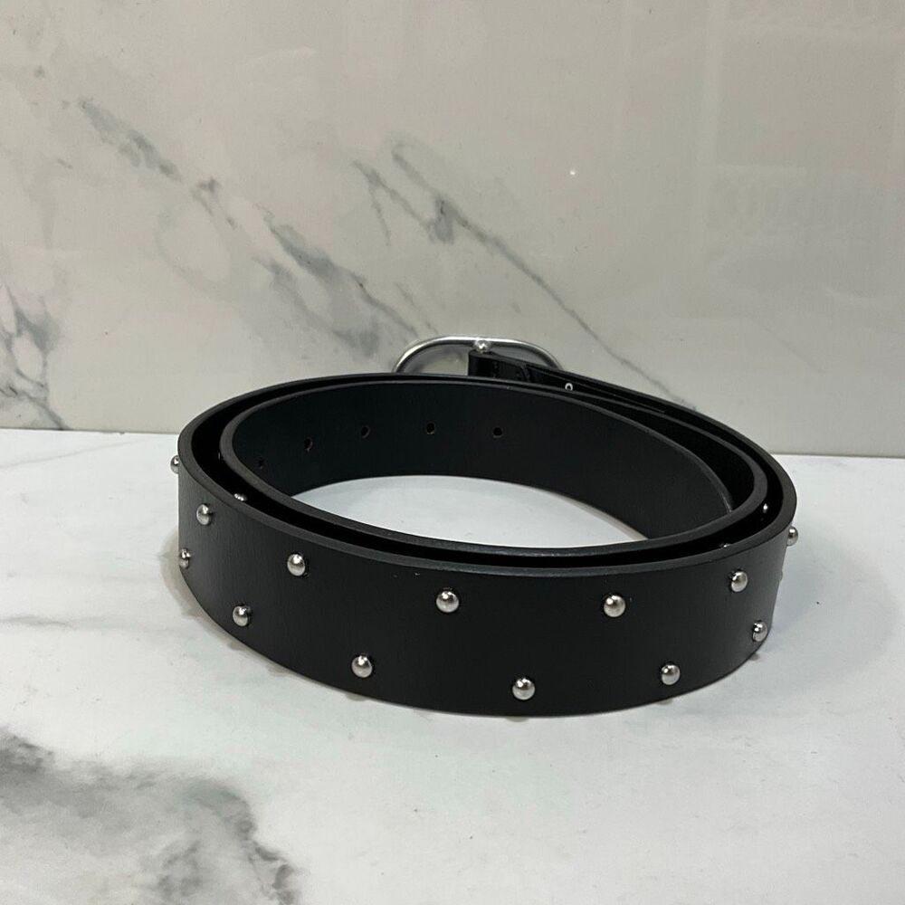 LUCKY BRAND Black Leather Studded Belt Large - Picture 3 of 5